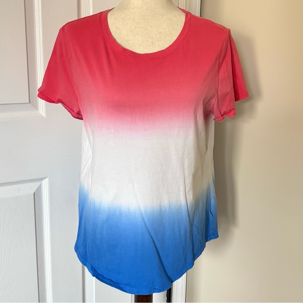 Old Navy Red White and Blue Dip Dye Everywhere Tee L